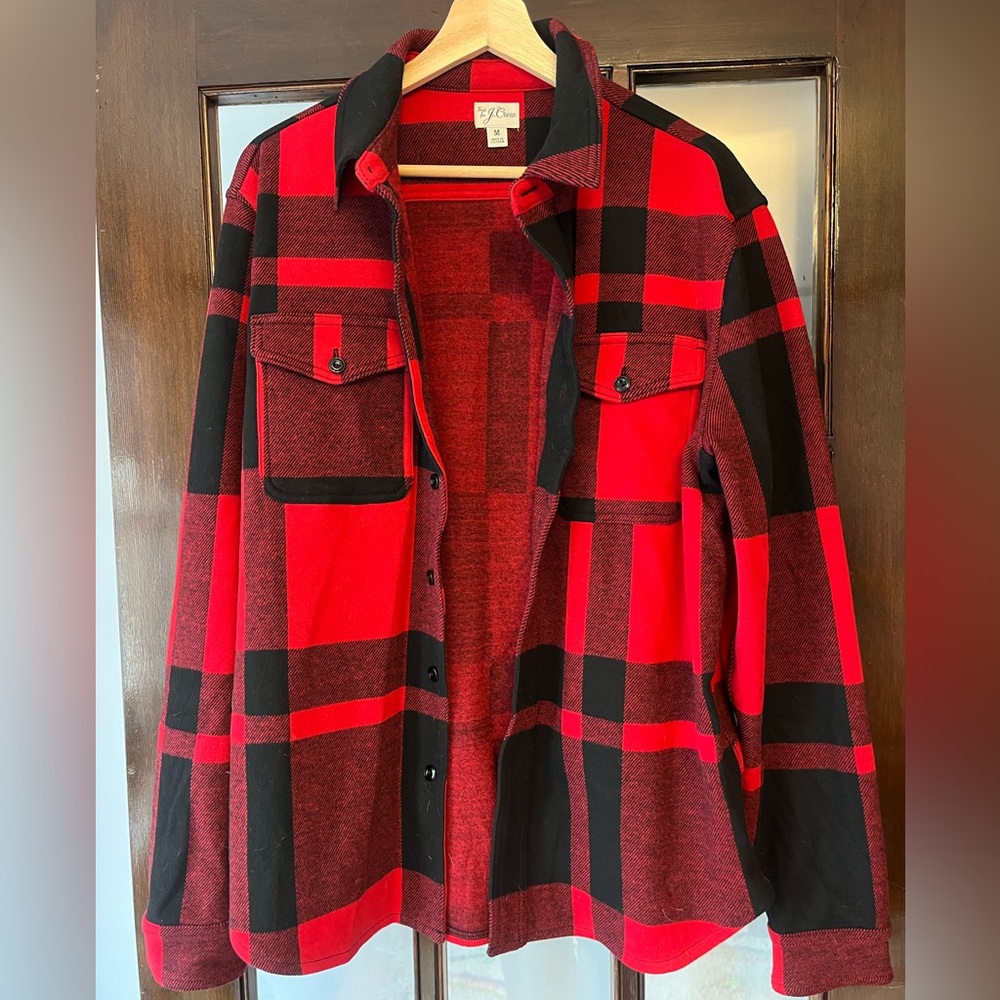 NWOT! J. Crew Red and Black Checkered Shirt Jacket